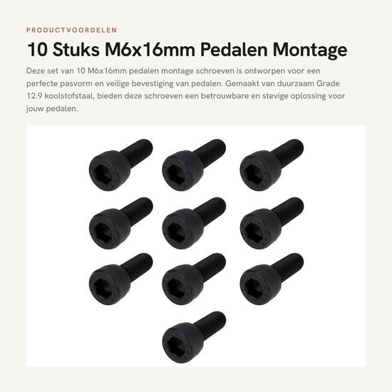 10 Pezzi di Viti a Pedale M6x16mm per Montaggio Sicuro