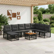 Set di divani da esterno 9 pz Nero e Grigio scuro Poliestere 3437751