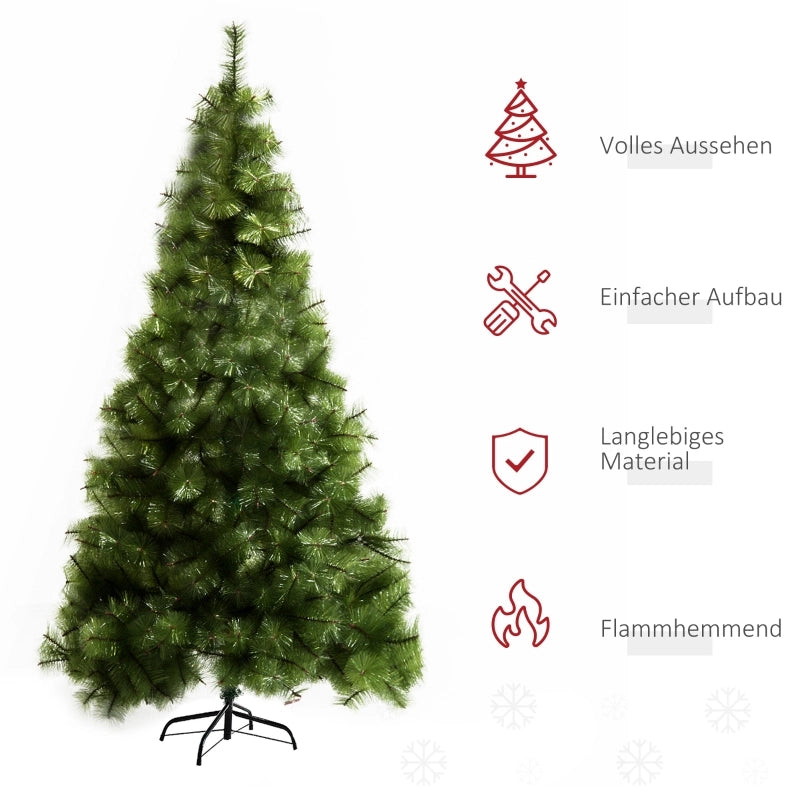 Albero di Natale artificiale da 210 cm, abete artificiale con 505 punte, decorazione per albero di Natale con supporto in metallo per uso interno.