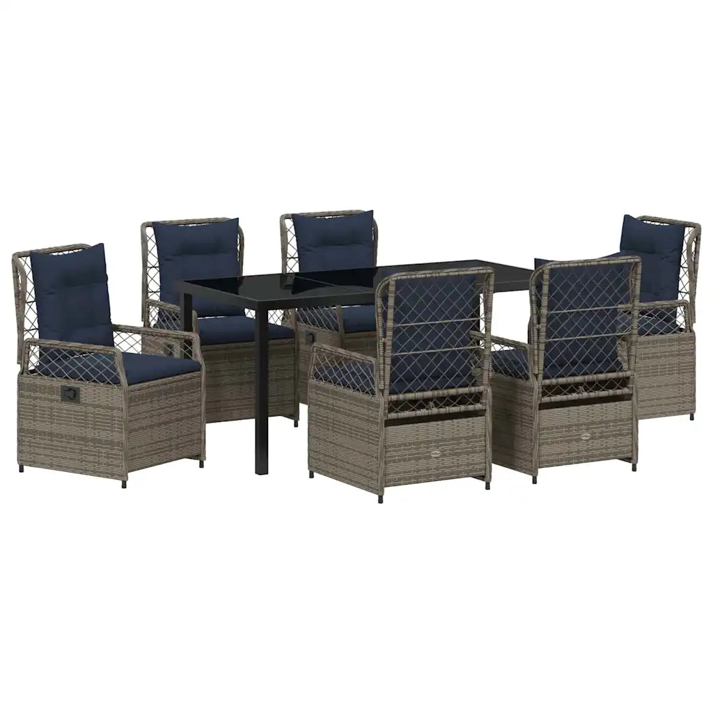 Set da Pranzo per Giardino 7 pcs Grigio polyrattan 3381055
