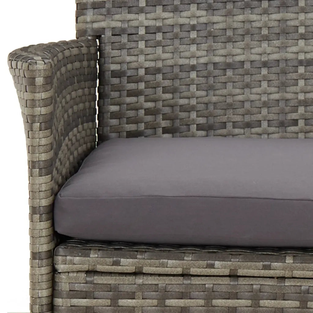 Set Bistr¨° da Giardino 3 pz | Set Salotto da Giardino con Cuscini in Polyrattan Grigio