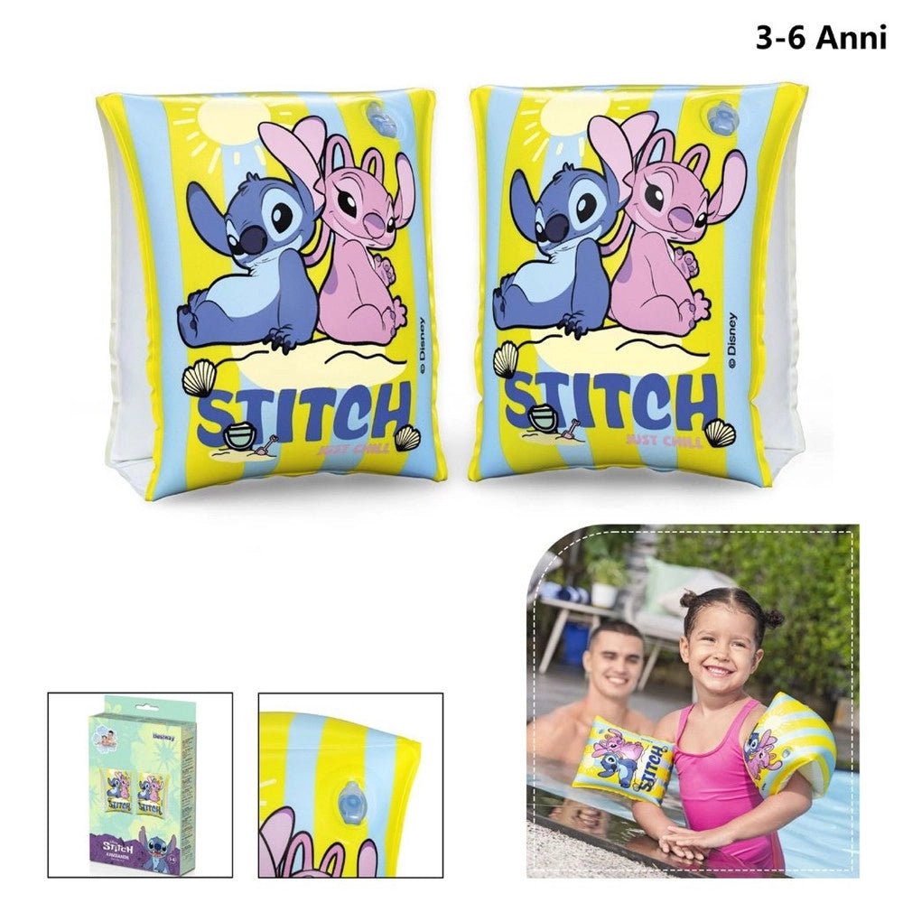 Trade Shop - Braccioli Gonfiabili Da Nuoto Stampa Tropicale Con Stitch Per Bambini 3-6 Anni 9104s -