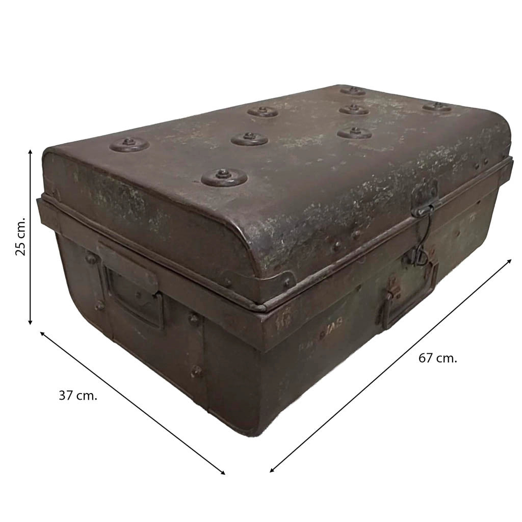 Valigia artigianale in metallo, 67x37x25h cm