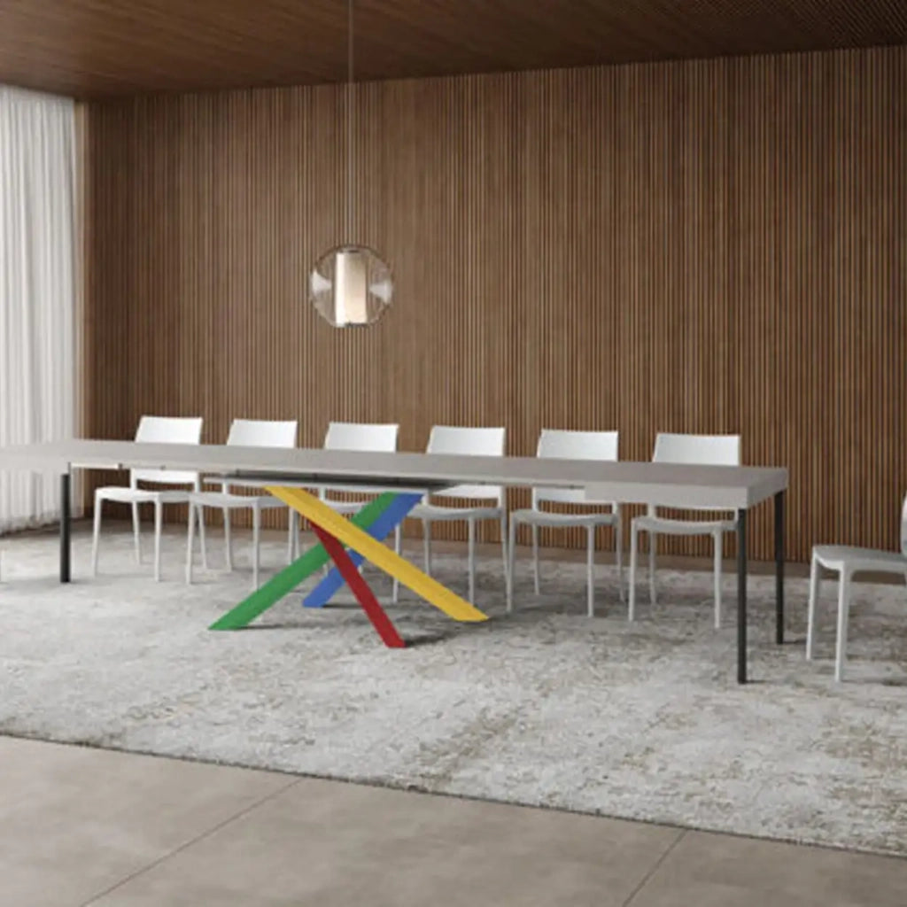 Tavolo allungabile 140/400x90 cm Volantis cashmere gambe multicolore 4/B