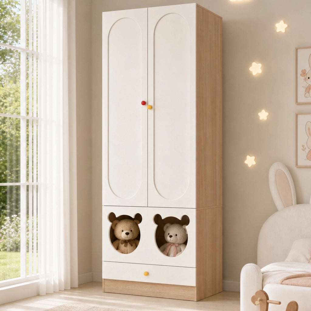 ARMADIO per cameretta 80 x 50 x 200 cm MDF Natural+White