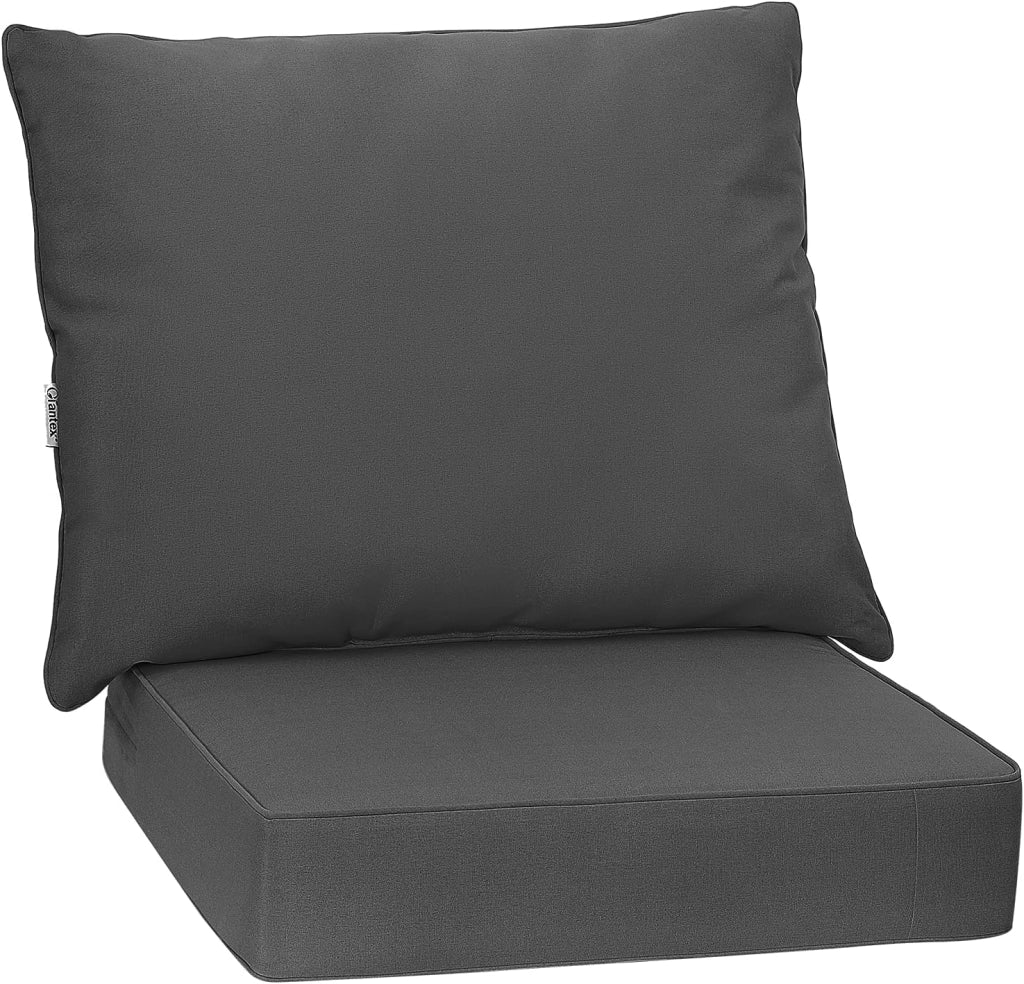 Cuscino per Divano da Giardino, Cuscino per Sedia Rattan per Esterno, Set di 2 Cuscino per Mobili da Giardino (Grigio)
