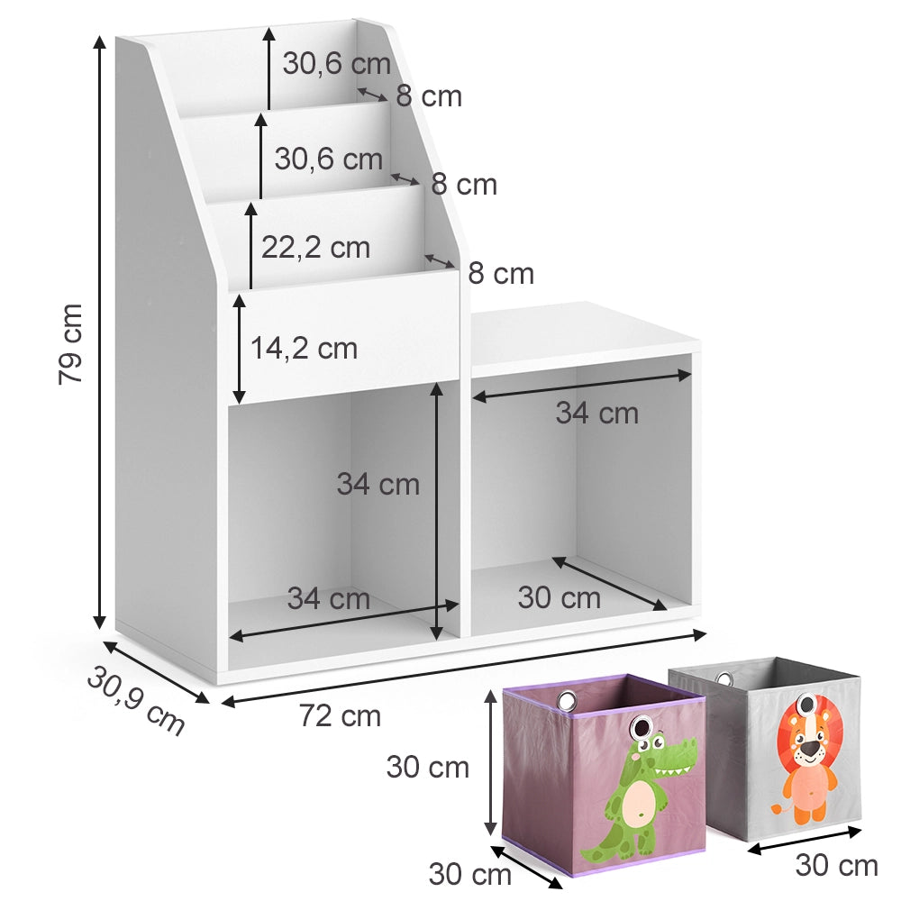 Vicco Libreria bambini Bianco 30.9 x 79 cm Mini, con 2 scatole pieghevoli opt.3