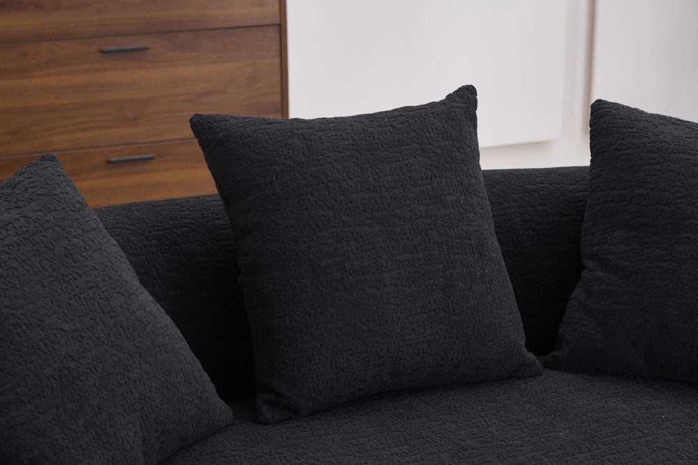 Divano 2 posti con cuscini ¨C Minimal ¨C Nero tessuto compatto