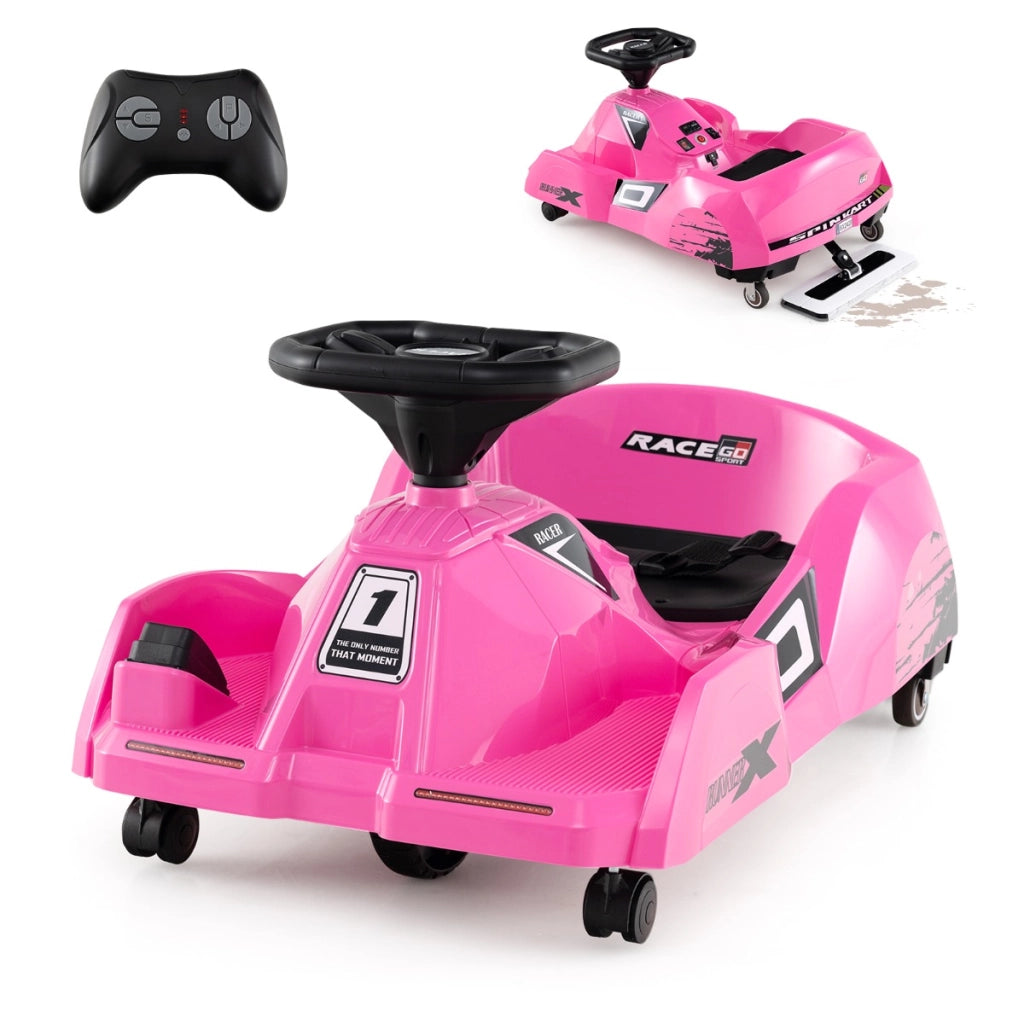 Go kart elettrico per pulizia macchina da corsa 12V con mop staccabile, Go kart elettrico telecomando a 3 velocit¨¤ Roseo-Go Kart