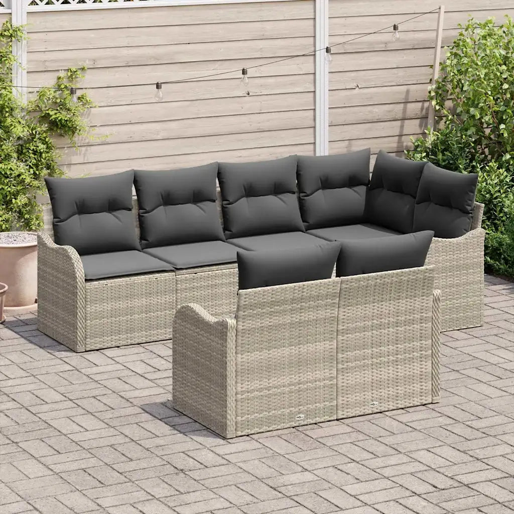 Set Divano da Giardino Grigio chiaro polyrattan 3345742