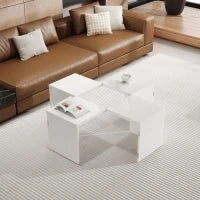 Set di tavolini fai-da-te con piano in finitura lucida, combinazione libera, 81x81x40 cm, Bianco