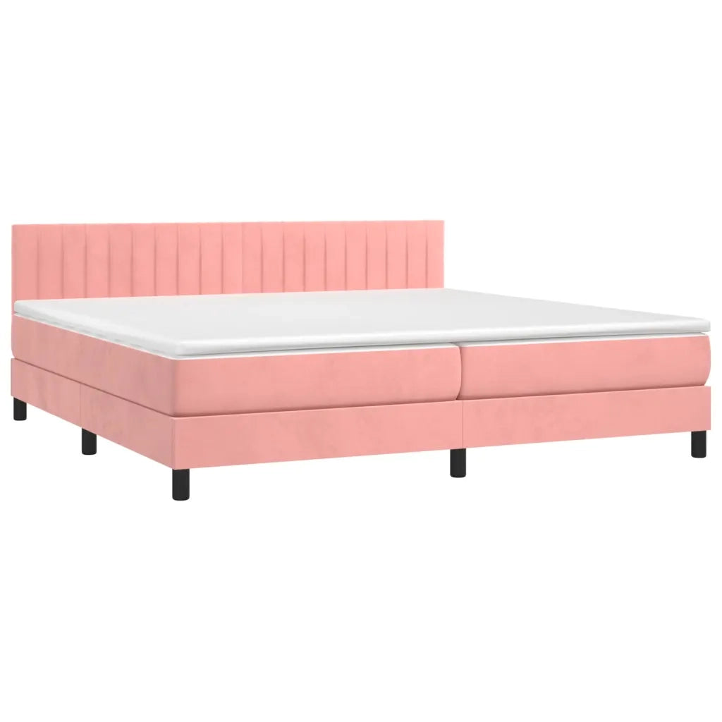 Letto a Molle con Materasso e LED Rosa 200x200 cm in Velluto 3134548