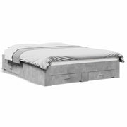 Letto matrimoniale | Letto per adulti | Giroletto Cassetti Grigio Cemento 160x200 cm Legno Multistrato