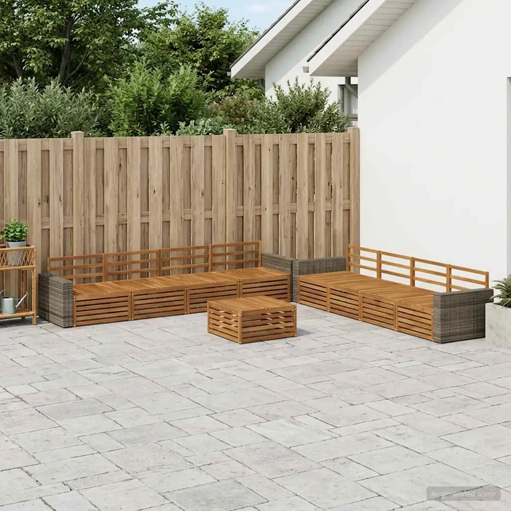 Set di divani da esterno 9 pcs Naturale