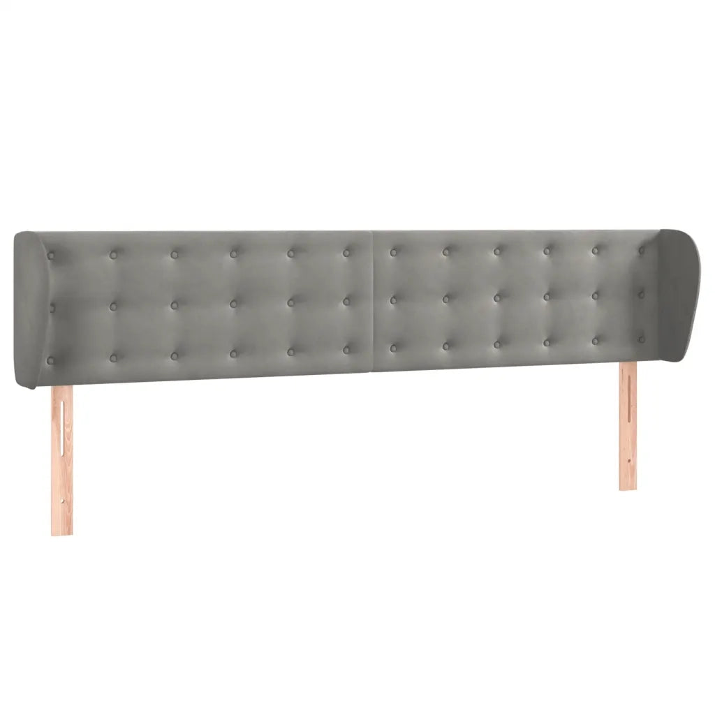 Testiera ad Orecchio-Testata con Orecchie Grigio Chiaro 183x23x78/88 cm in Velluto 797753