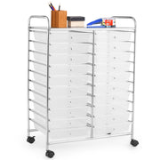 Carrello cassettiera multiuso e leggero con 20 cassetti, Contenitore con ruote per ufficio e casa Trasparente-Armadi da ufficio