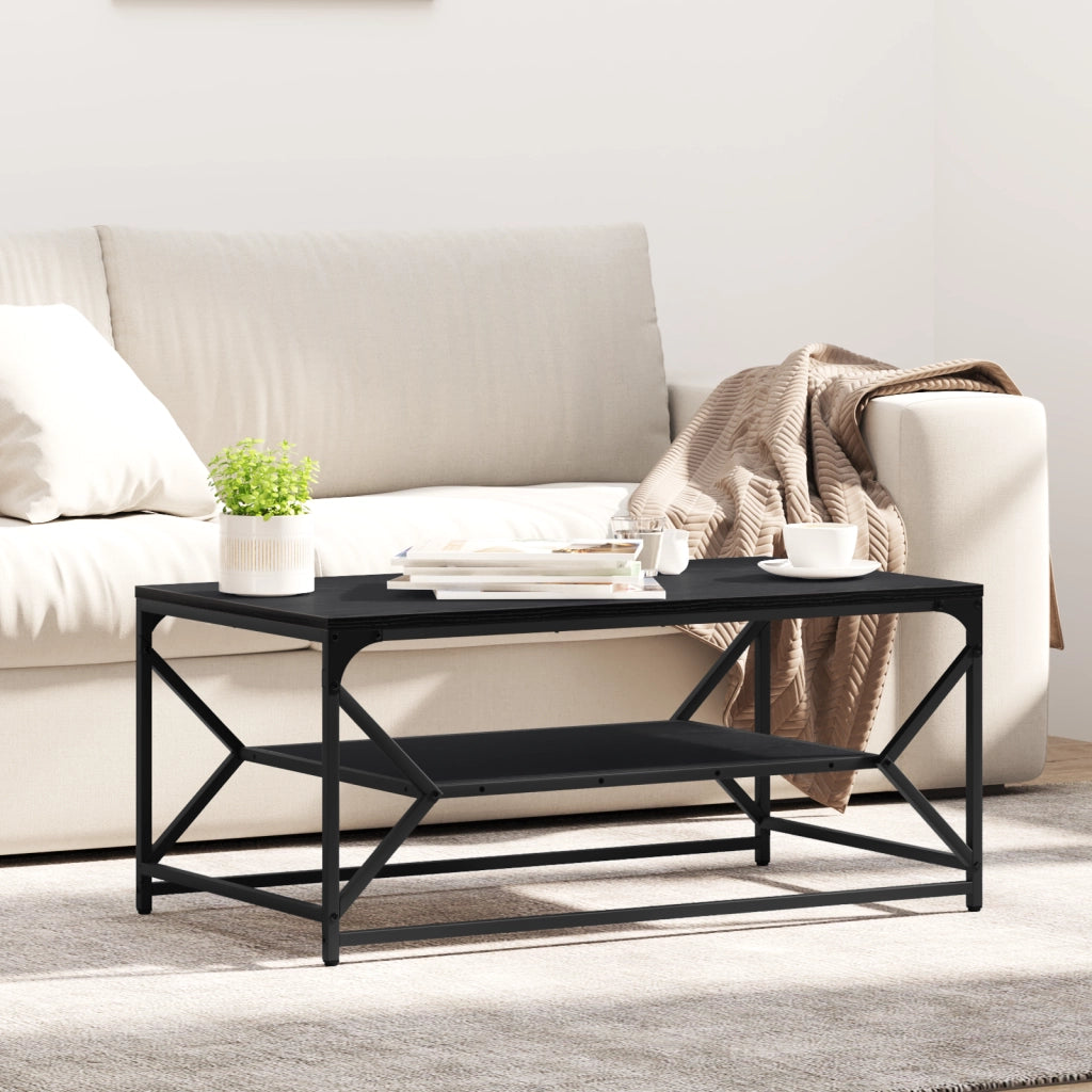 Tavolino da caffÃ¨ con ripiano in rovere nero 90x50x40 cm