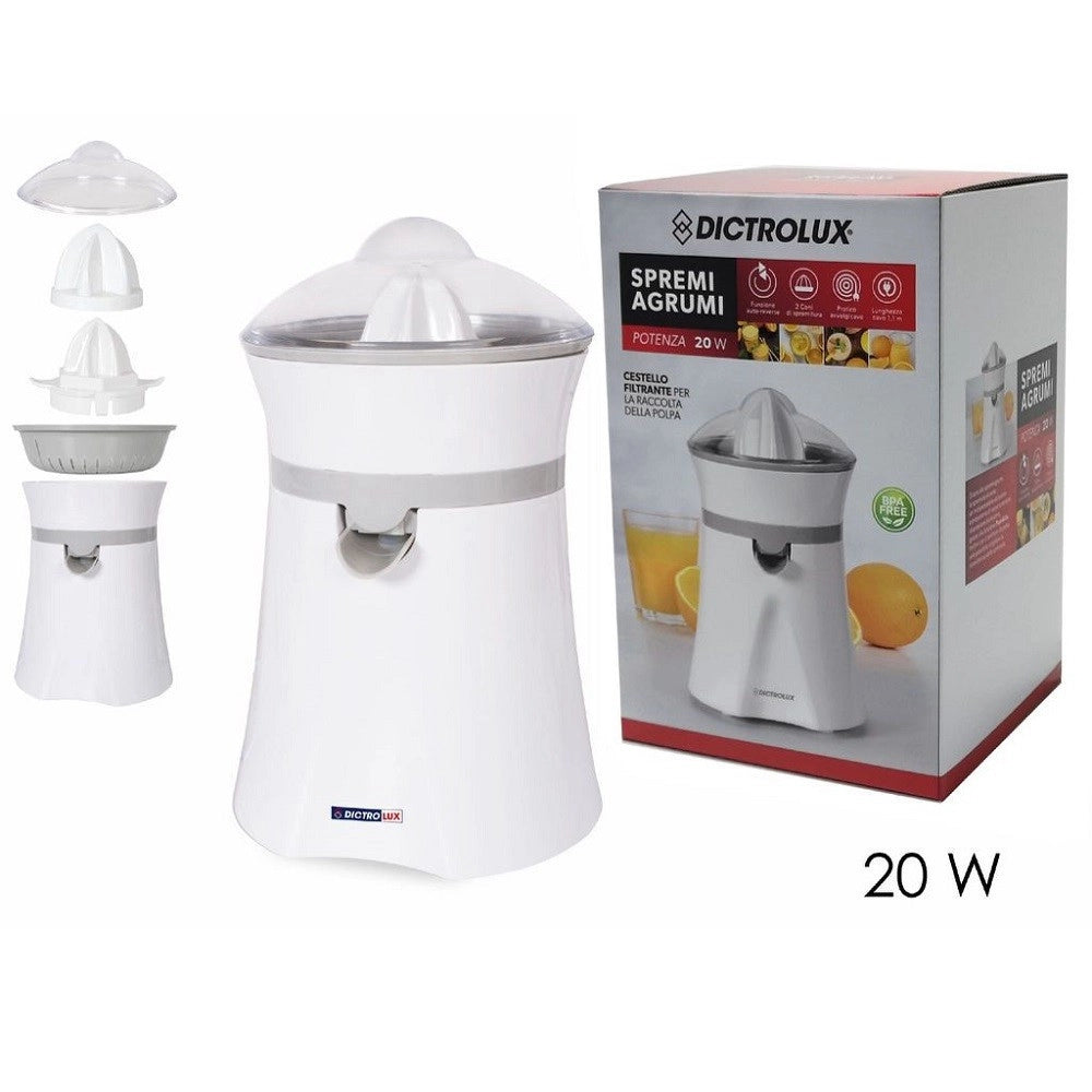 Trade Shop - Spremiagrumi 20w Con Sistema A Pressione Automatico 2 Testine Cestello Filtrante -