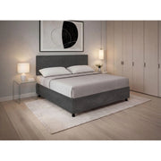Letto imbottito Matrimoniale 180x190 cm Square - Contenitore,Microfibra,Grigio