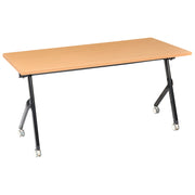 Scrivania da ufficio pieghevole con struttura in metallo marrone e nero piano in MFC 160 x 60 cm tavolo pieghevole portatile con rotelle design moderno