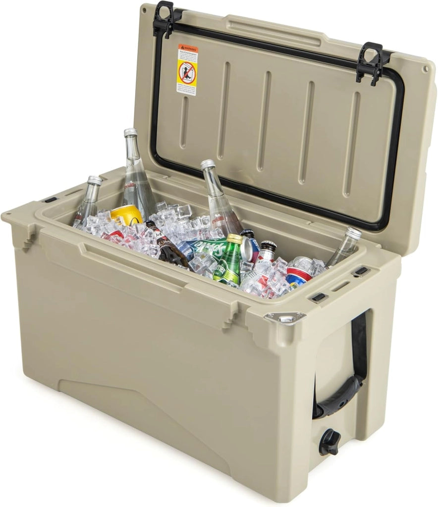 Frigorifero Portatile da 47 Litri, Frigo da Campeggio con Portabicchieri Integrati, Freddo Portatile con Manico, Fino 5-7 Giorni, Regolo e Apribottiglie, per, Campeggio, Picnic, Pesca