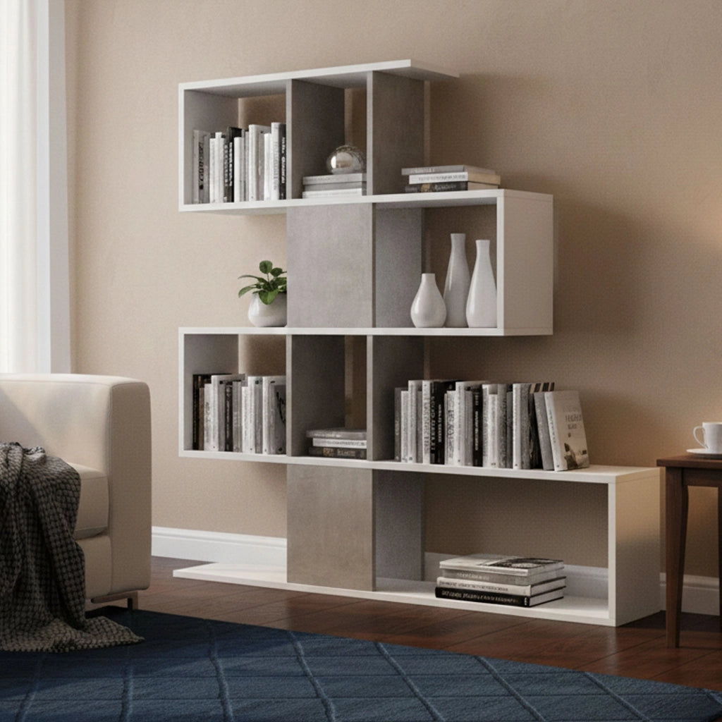 Biblioteca Allison, Libreria 4 Ripiani Made in Italy, 145x29x145h cm Bianco