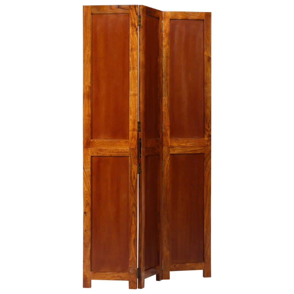Divider per Stanze 3 Pannelli Marrone Miele 35x1.5x160 cm Legno Massello Acacia
