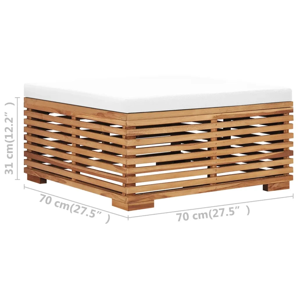 Set Tavolino e Poggiapiedi da Giardino Cuscino Crema in Teak 316041