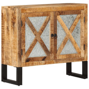 Buffet credenza cassettiera armadio mobile contenitore organizer per cucina soggiorno salotto 80 x 30 x 71 cm legno massello di mango grezzo e metallo marrone 02_0029654