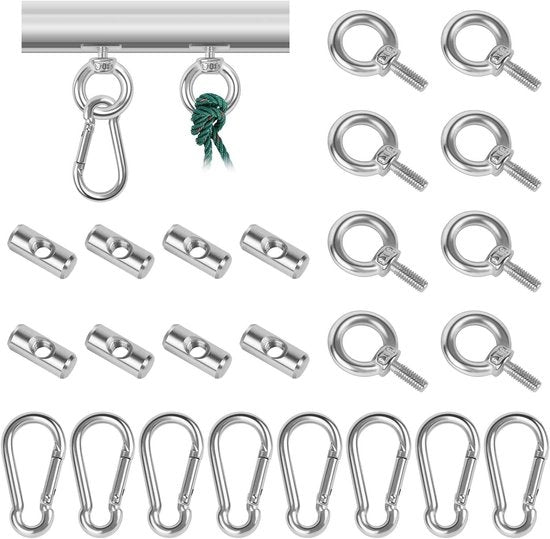 Set di 8 fermagli per copertura caravan - Fermagli in acciaio inossidabile - Con attacco a carabina - Accessori per lista di cerniera - Per camper e caravan - 6 mm cerniera ferroviaria
