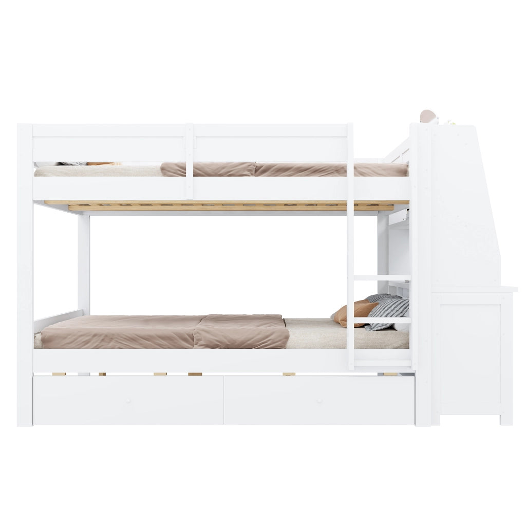 Letto a castello con scrivania e cassetti ¨C Minimal ¨C Bianco 140x200 cm