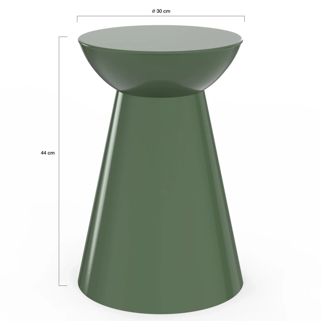 IDMarket - Set di 2 tavolini rotondi, tavolini da salotto, comodini ODETTE da 30 cm in metallo verde kaki