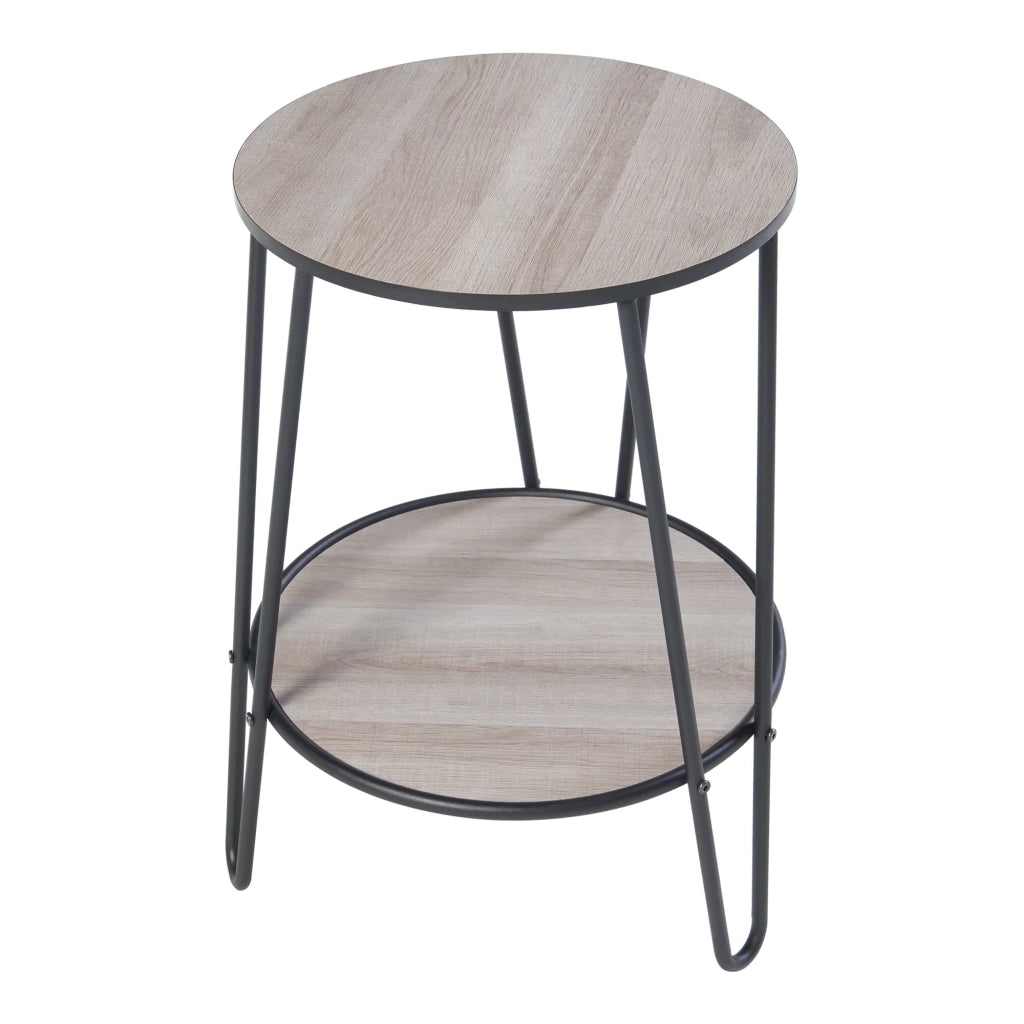 Tavolino con ripiano in metallo MDF 61 x 44 x 44 cm effetto rovere nero 03_0010980