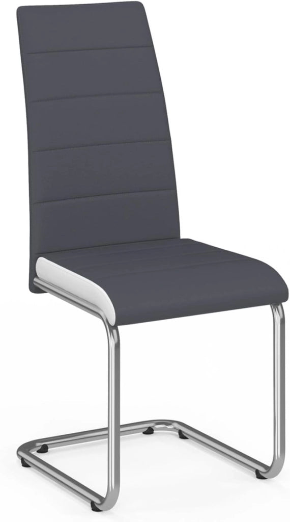 Set di 4 sedie da pranzo grigie con fascia bianca per la sala da pranzo MIA