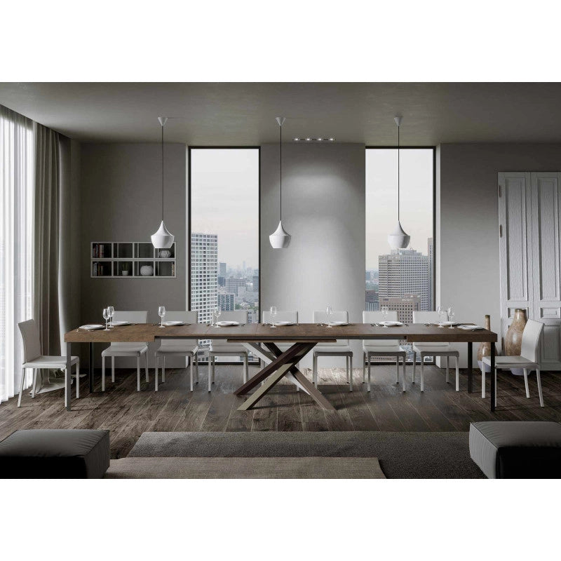 Tavolo allungabile 140/400x90 cm Volantis telaio Multicolore 4/C - Noce