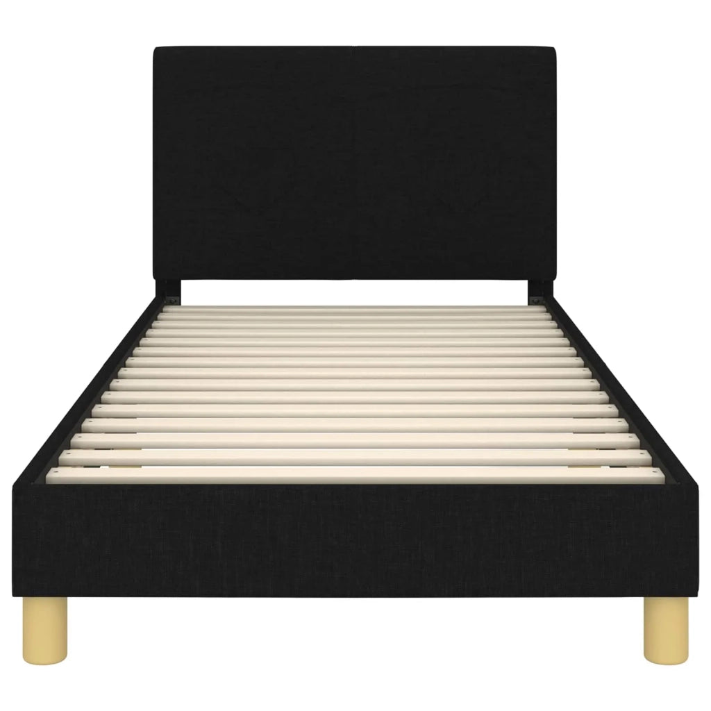 Struttura letto bambini con testata Nero 90 x 200 cm Tessuto