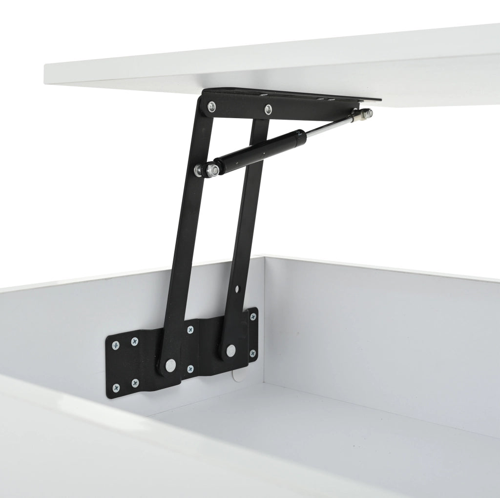 Tavolino da caffè 100 x 50 x 46 cm con piano sollevabile; 2 cassetti; LED; MDF bianco