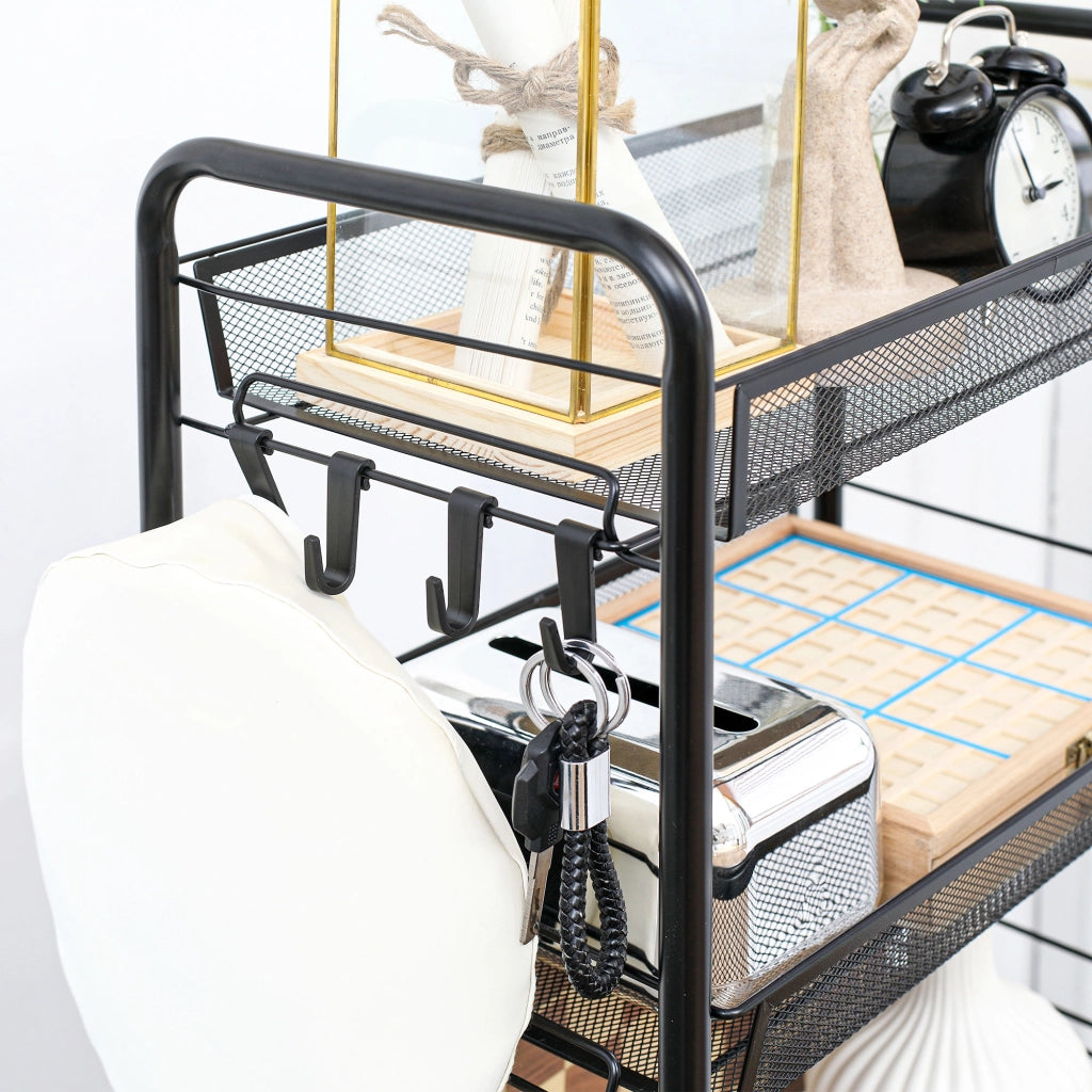 Carrello a 4 livelli con cestini ¨C zephmum ¨C 45x26.5x84 cm Nero