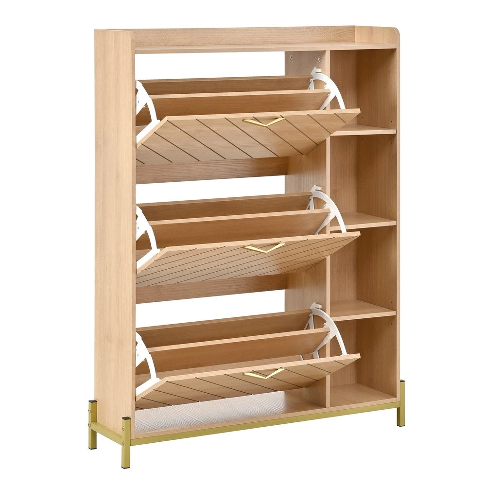 Scarpiera Nordica con Ante a Ribalta ¨C MINIMAL ¨C Rovere, 3 Ante, Slim, Ripiani Laterali