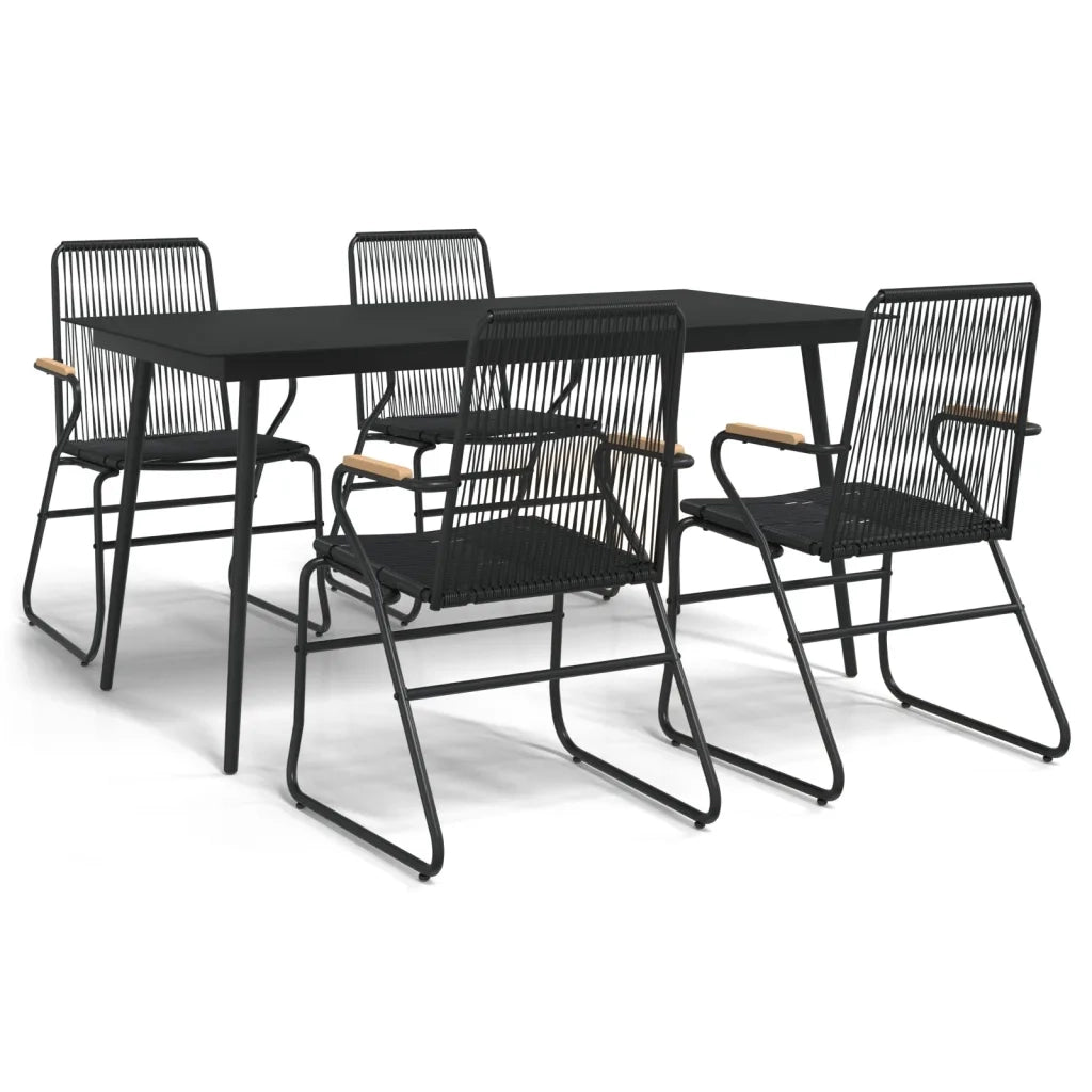 Set da Pranzo da Giardino 5 pz Nero in Rattan PVCcod mxl 72477