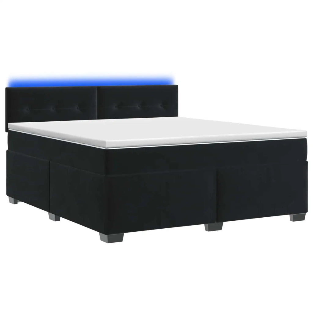 Letto con Box Spring, Materasso e LED Nero 160 x 200 cm Velluto 3452212