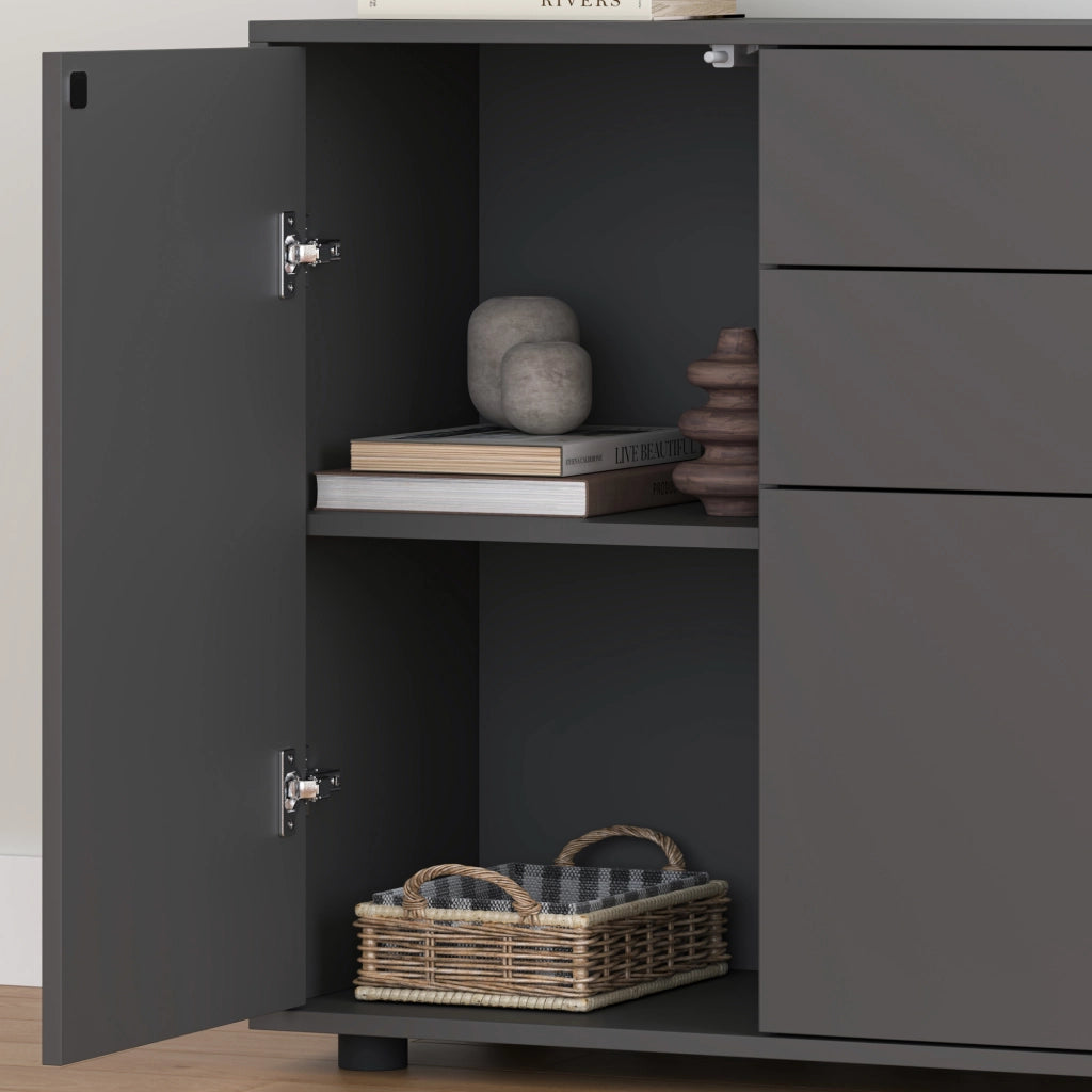 Comò Paarl con 2 Ante e 2 Cassetti 74x79x36 cm - Grigio Scuro Opaco [en.casa]