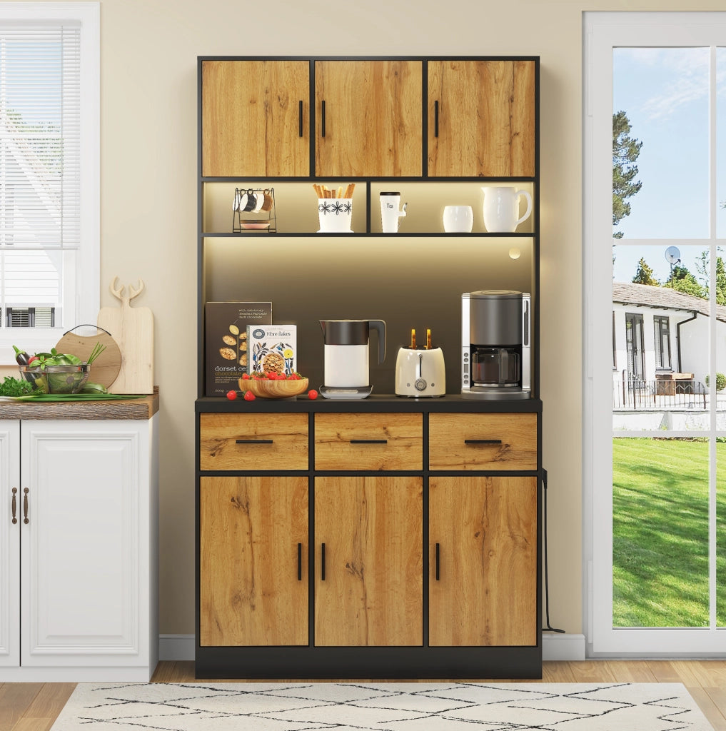 Mobile cucina 100x40x180 cm con LED, prese USB e cassetti