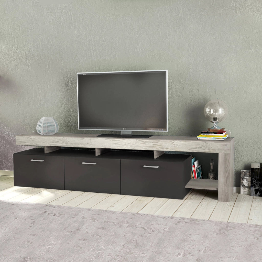 Porta tv di design con 3 cassetti in Legno Composito cm 220x40x52 - WALDO