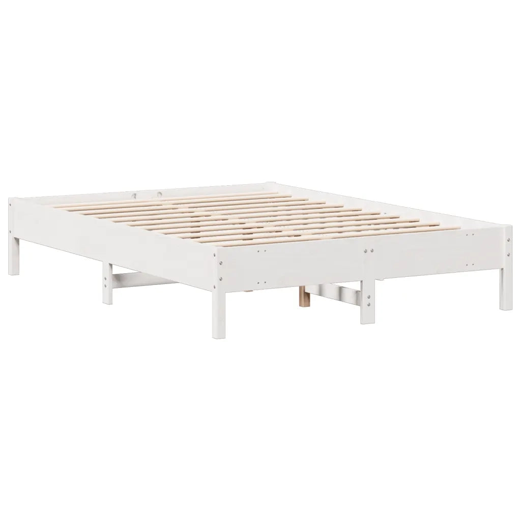 Letto Libreria senza Materasso-Struttura Letto con contenitore Bianco 160x200 cm Legno di Pino 818292