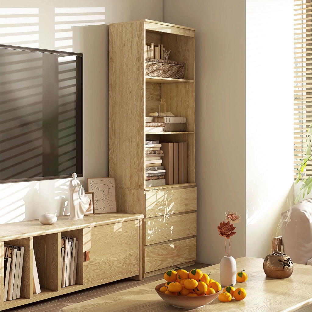 Libreria con cassetti ¨C zephmum ¨C legno effetto rovere 60x35x180 cm