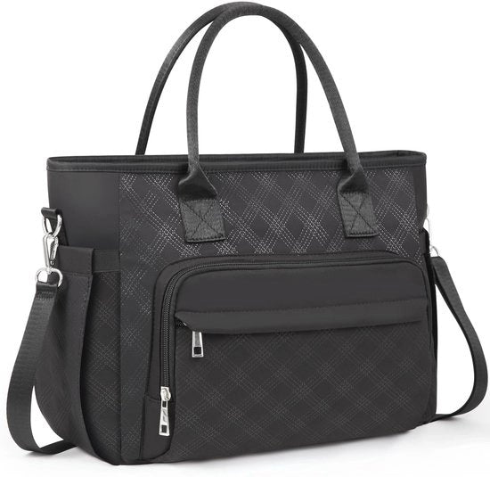 Borsa da pranzo per donne, termos per donne e adulti con cinturino regolabile e contenitore per bottiglie, borsa da pranzo per donne per lavoro, picnic, campeggio, nera