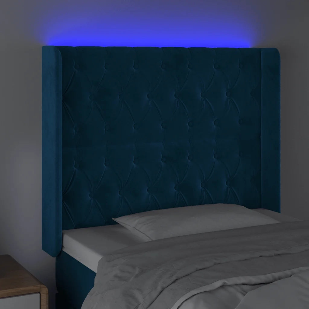 Testiera a LED Blu Scuro 93x16x118/128 cm in Velluto 3124424