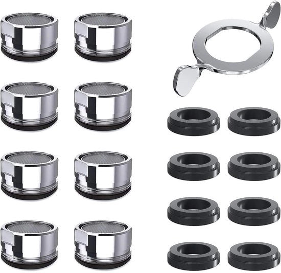 Regolatore di Pressione 8 Pezzi - Filtro per Rubinetto - Setola/Perforazione - Acciaio Inossidabile - Ottone Verniciato - Silenzioso e Economizzatore d'Acqua - Filtro per Rubinetto