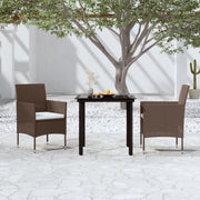 Set da Pranzo per Giardino 3 pz con Cuscini Marrone e Nero cod mxl 44596